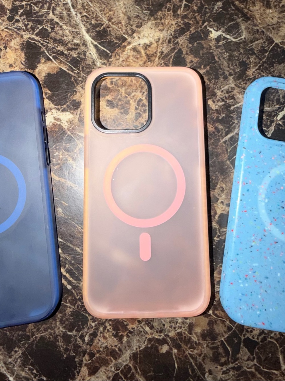 Clear Pink MagSafe-Compatible Phone Case with Ring Accent